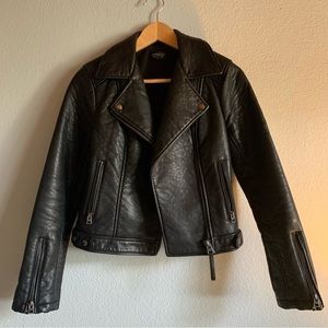 Topshop Black Faux Leather Jacket Size 2
